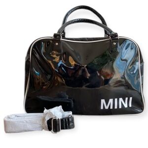 BMW MINI Tote Weekender Black Patent Leather Bag L